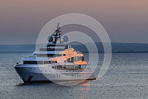 The ideal charter yacht at sunset