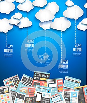 Ideal Cloud technology background with Flat style