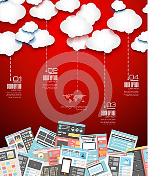 Ideal Cloud technology background with Flat style