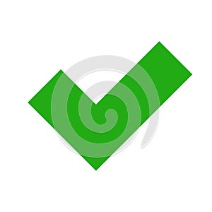 Green check mark. Flat design vector.