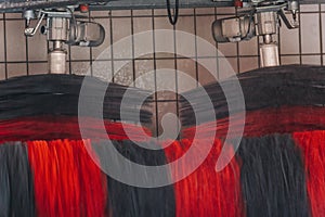 Automatic car wash brushes in action