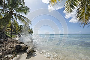 Idealic Caribbean coastline with splash