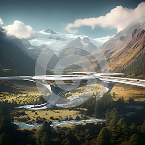 Idealised view of how New Zealand can incorporate transport without disrupting its unique landscape