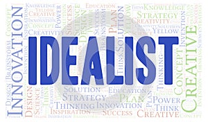 Idealist typography word cloud create with the text only.