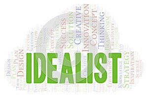 Idealist typography word cloud create with the text only.