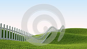 Idealistic landscape with fence