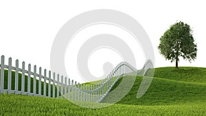 Idealistic landscape with fence