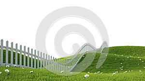 Idealistic landscape with fence