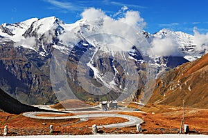 Idealnoye Highway curls highly in mountains