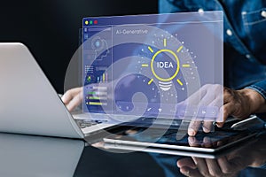 Ideas and creativity concepts with ai generative tool for create great work and inspiration photo