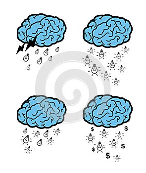 Ideas falling from a brain cloud