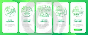 Ideas for gardeners green gradient onboarding mobile app screen