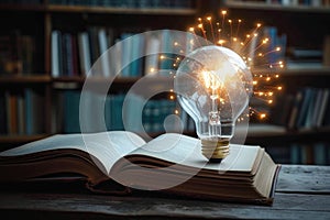 Ideas illuminated Light bulbs and books convey the power of knowledge