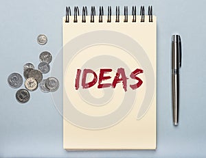 IDEAS inscription. creative solutions concept