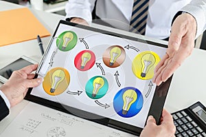 Ideas sharing concept on a clipboard