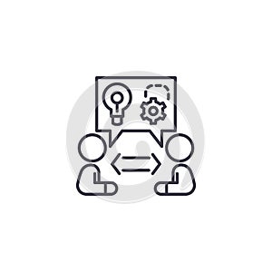 Ideas sharing linear icon concept. Ideas sharing line vector sign, symbol, illustration.