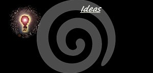 ideas template with light bulb illuminating your ideas or brainstorm items