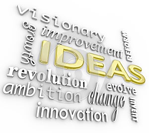 Ideas Word Background - Innovation Vision 3D Words