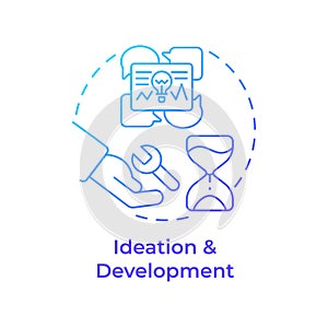 Ideation and development blue gradient concept icon