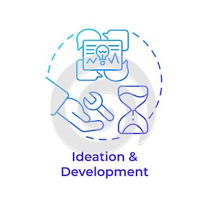 Ideation and development blue gradient concept icon
