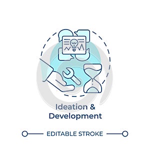 Ideation and development soft blue concept icon