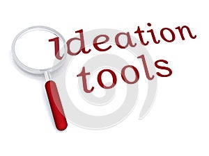 Ideation tools with magnifiying glass photo
