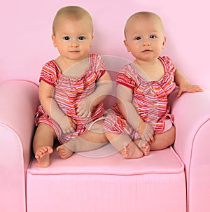 Identical twin girls photo