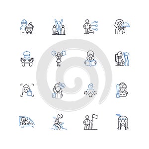 Identicals line icons collection. Doppelgangers, Replicas, Cls, Twins, Mirror, Copy, Replica vector and linear