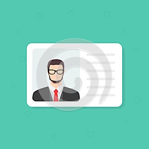 Identification Card. Personal info data. Identity document with person photo and text clipart. Flat design, vector