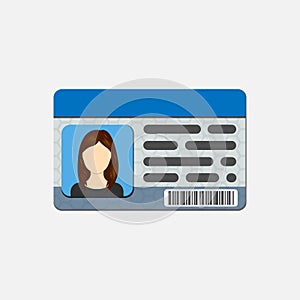 Identification Card. Personal info data. Identity document with person photo and text clipart. isolated on white background. Vecto