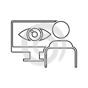 identification of the eye on the monitor icon. Element of cyber security for mobile concept and web apps icon. Thin line icon for