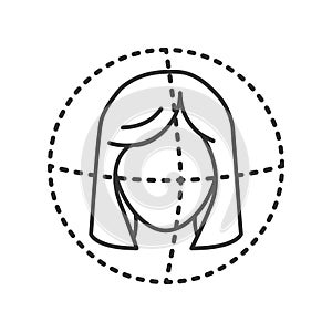 Identification face black line icon. ID and verifying. Biometric security element. Deep face. Scanning technology. Sign for web