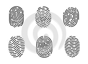 Identification Fingerprints Sketches Set Vector