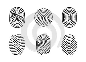 Identification Fingerprints Sketches Set Vector