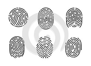 Identification Fingerprints Sketches Set Vector
