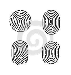 Identification Fingerprints Sketches Set Vector