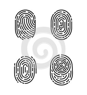 Identification Fingerprints Sketches Set Vector