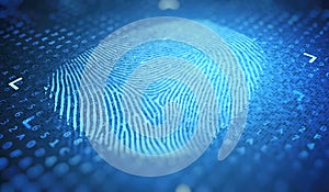Identification and security concept. Digital fingerprint. 3D rendered illustration.