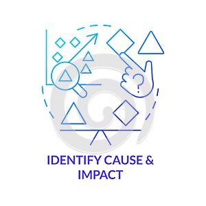 Identify cause and impact blue gradient concept icon