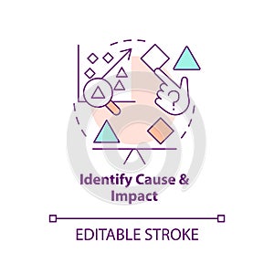 Identify cause and impact concept icon