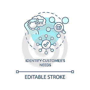 Identify customers needs blue concept icon