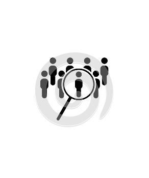 Identify icon,magnifying glass with people,vector best flat icon.