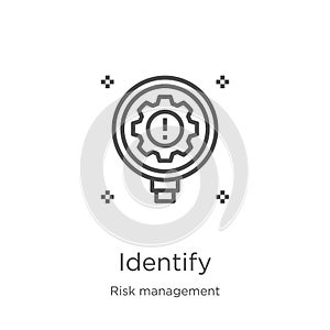 identify icon vector from risk management collection. Thin line identify outline icon vector illustration. Outline, thin line