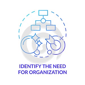 Identify need for NGO blue gradient concept icon