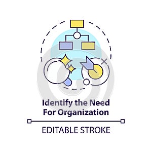 Identify need for NGO multi color concept icon