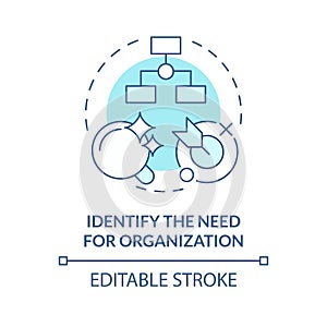 Identify need for NGO soft blue concept icon