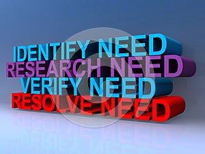 Identify need research need verify need resolve need on blue