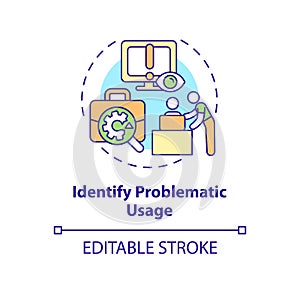 Identify problematic usage concept icon