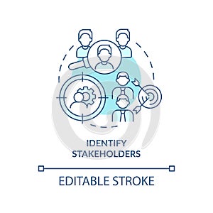 Identify stakeholders turquoise concept icon