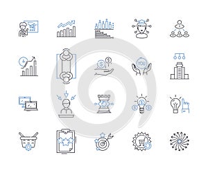 Identifying and categorizing line icons collection. Sorting, Labeling, Cataloging, Grouping, Classifying, Distinguishing